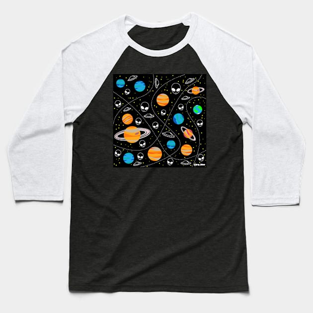 ufo alien pattern ecopop Baseball T-Shirt by jorge_lebeau